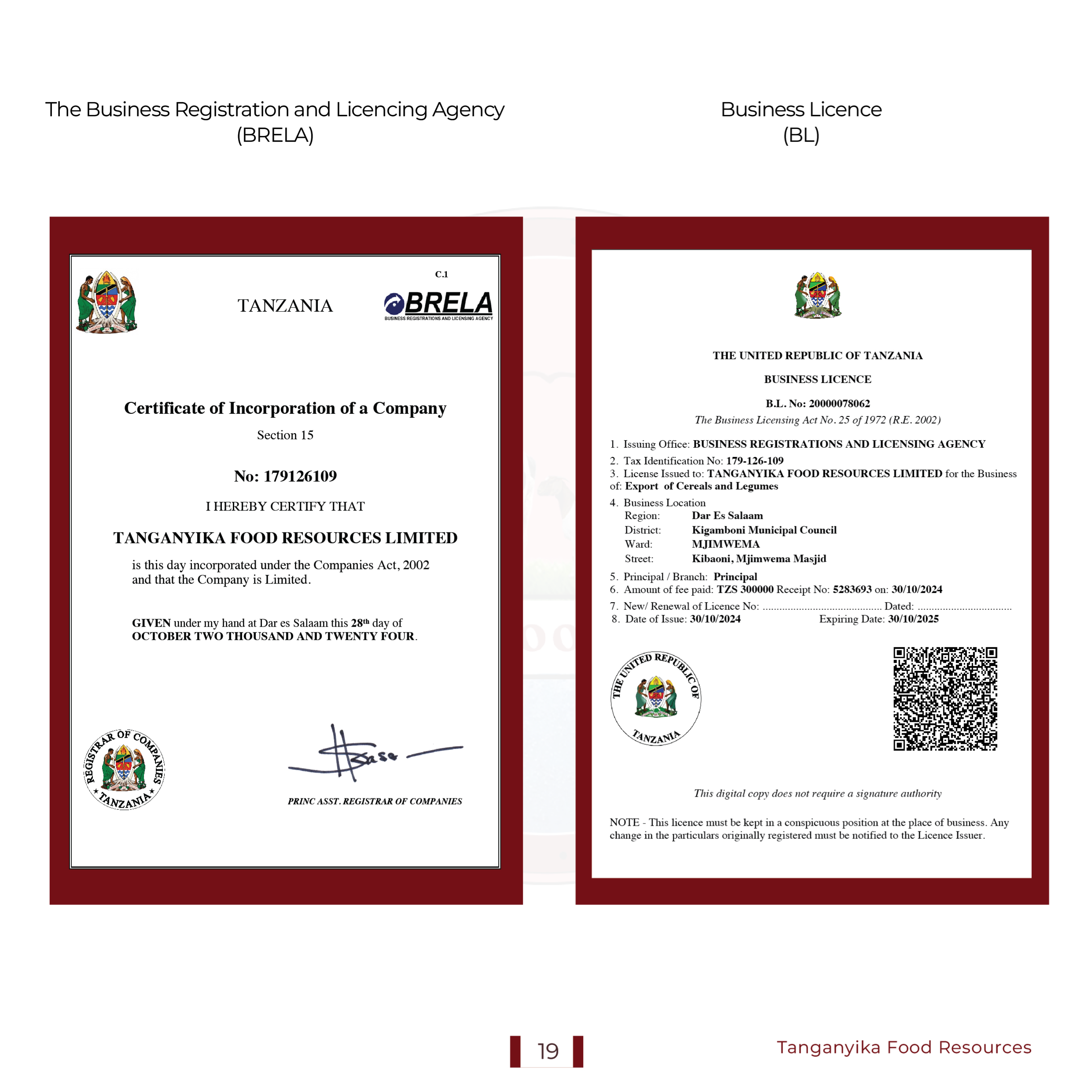 BRELA Certificate and Business License